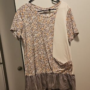 Floral Patchwork Short Sleeve Women's Top